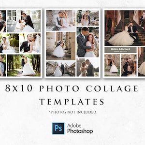 8x10 Photo Collage Template Pack, Collage Templates, Photo Storyboard, Three Digital Photography Templates, Photoshop Templates, Blog Board