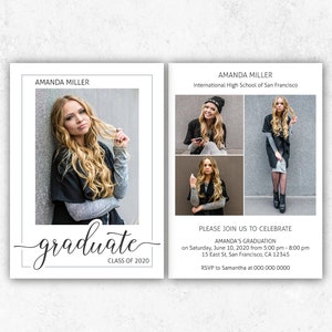 Senior Card Template Graduation Announcement Template for Photographers Photoshop Template
