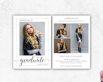 Senior Card Template Graduation Announcement Template for Photographers Photoshop Template