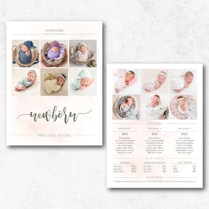 Newborn Packages Pricing Template, Photoshop Template, Price Guide Template for Photographers, Photography Price List, Photography Packages