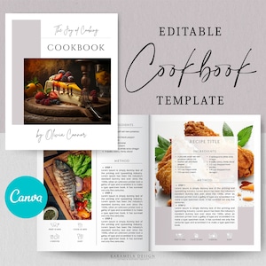 Customizable Cookbook Template, Recipe EBook Editable Template, Canva Template