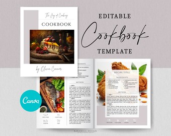 Editable Cookbook Template: 40-Page Recipe EBook (Canva)