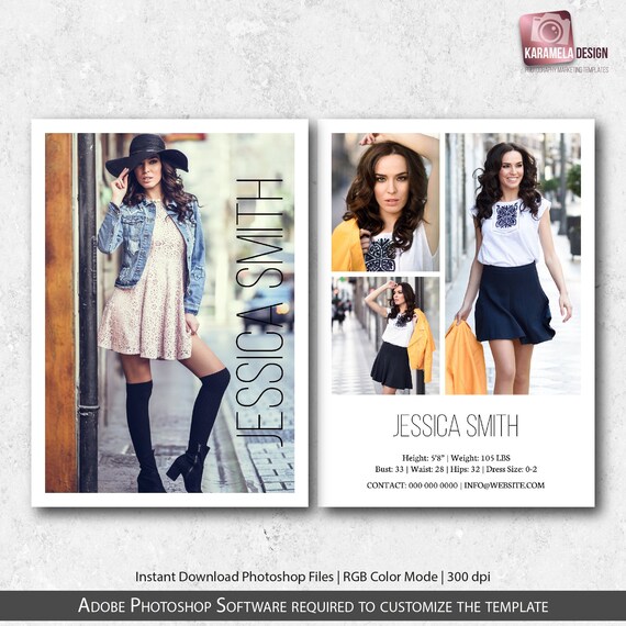 modeling comp card model comp card template model composite template modeling agency card 5x7 fashion model comp card photoshop file composite card for modeling