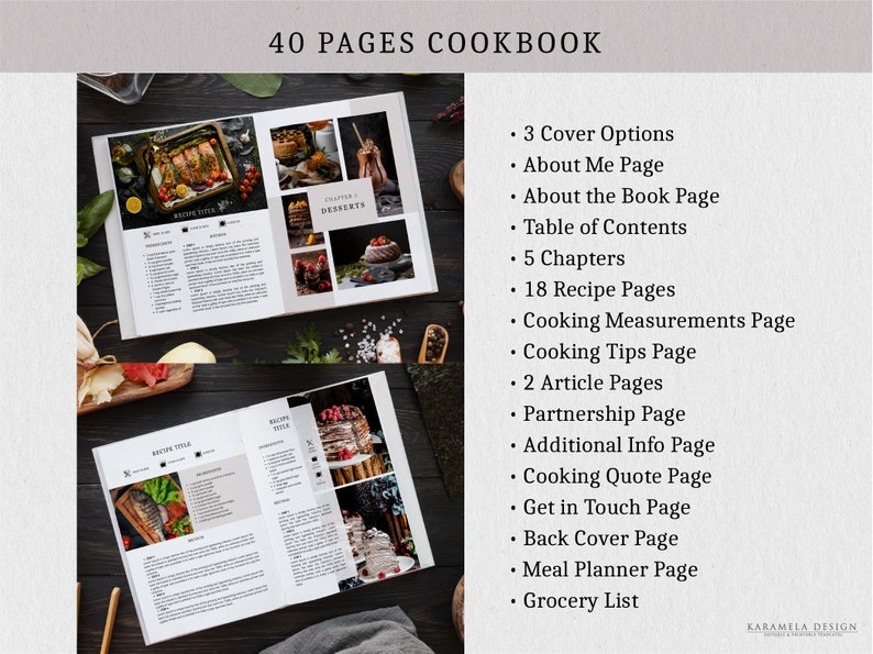 Cookbook Chapter Page Modern Cookbook Template: Editable Recipe Book (canva) - Etsy