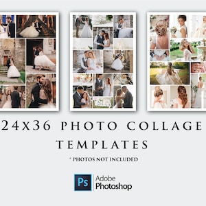 24x36 Photo Collage Template Bundle for Wedding Photographers, Photoshop Templates