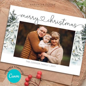 Modello di biglietto fotografico per le vacanze con splendido tema invernale - Modello Canva modificabile