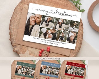 Modern Calligraphy Photo Collage Christmas Card (Photoshop & Canva)