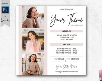 Mini Session Marketing Template for Photographers, Photoshop Template, Canva Template, Photography Marketing Board