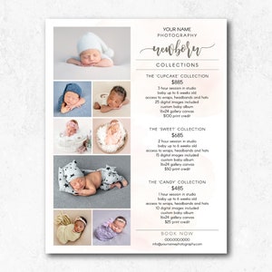 Newborn Collections Template for Photographers Photoshop Template Newborn Packages Pricing Template