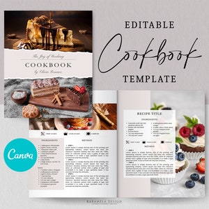 Modern Cookbook Template: Editable Recipe Book (Canva)