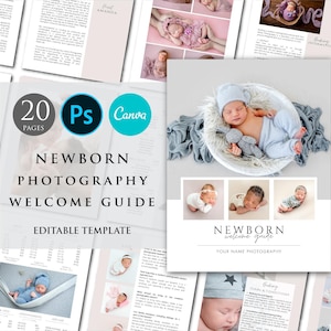 Newborn Photography Welcome Guide Template: Canva & Photoshop (Digital Download, 8.5x11in Letter Size)