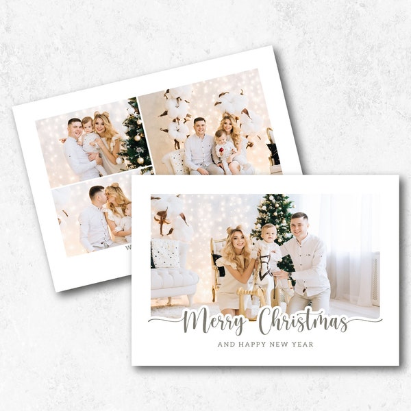 Christmas Photo Card Template, Greeting Card, Holiday Card, Merry Christmas Card, Holiday Photo Card, Christmas Cards, Canva, Photoshop