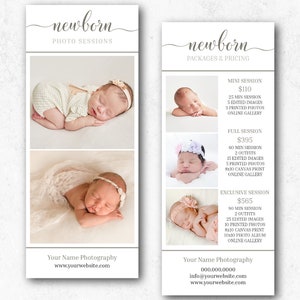 Newborn Photographer Rack Card Template Photography Pricing Guide Template Newborn Packages Price List Photography Packages
