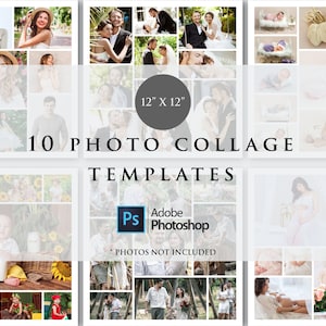 12x12 Photo Collage Templates Photo Storyboard Digital Collages Photo Templates for Photographers Photoshop Template