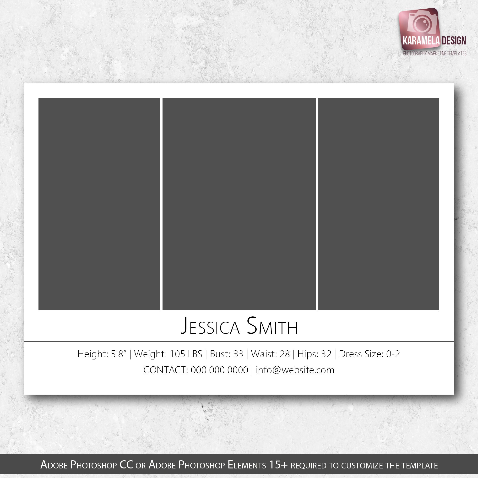 7x5 Fashion Model Comp Card Template Model Composite Template Etsy