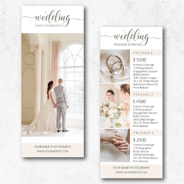 Wedding Photography Rack Card Template Photography Flyer Wedding Packages Price List  Photographer Pricing Guide Template