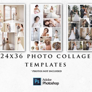 24x36 Photo Collage Template Pack, Collage Templates, Photo Storyboard, Three Digital Photo Templates, Photoshop Templates