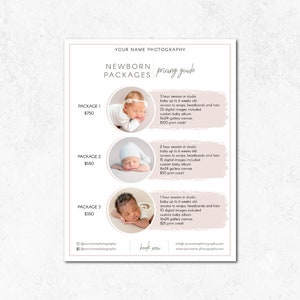 Newborn Photography Pricing Guide Template: Modern Photoshop Design (Digital Download)