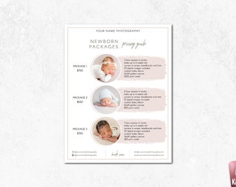 Newborn Photography Pricing Guide Template: Modern Photoshop Design (Digital Download)