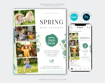 Spring Session Cover Spring Mini Sessions Template for Photographers | Canva & Photoshop - Etsy
