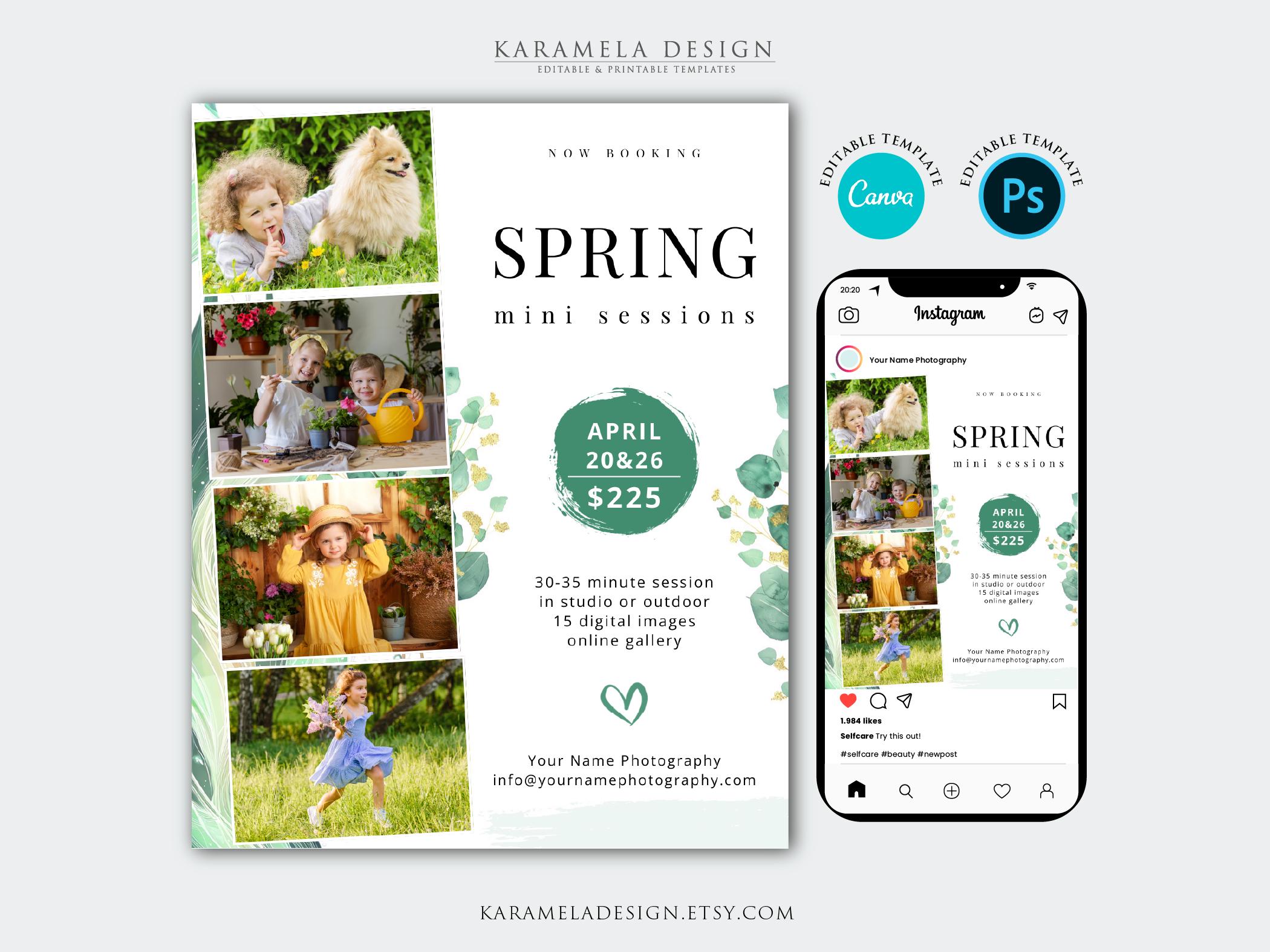 Spring Mini Sessions Template for Photographers | Canva & Photoshop - Etsy