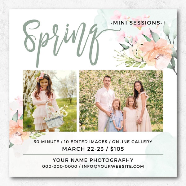 Spring Mini Sessions Template Photoshop Template Spring Minis Marketing Template for Photographers