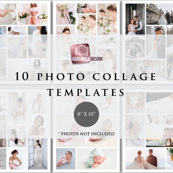 8x10 Photo Collage Bundle, Photo Storyboard, Photo Collage Templates, Digital Collages, Photo Template Bundle for Photographers