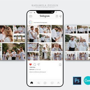 Plantillas de collage de fotos para publicaciones de Instagram, plantilla de foto de adelanto, guión gráfico de fotos para redes sociales, plantilla de collage de Canva, collage de Photoshop