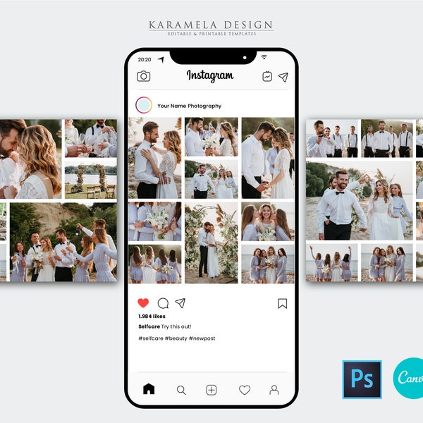 Instagram Post Photo Collage Templates, Sneak Peek Photo Template, Social Media Photo Storyboard, Canva Collage Template, Photoshop Collage