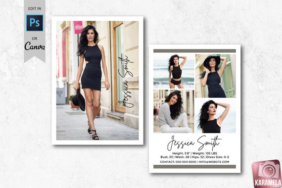 Model Card Printable Comp Card Template Modeling Agency Card - Etsy