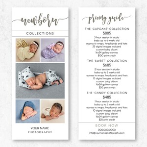 Newborn Packages Price List Photography Rack Card Template Photoshop Template for Photographers