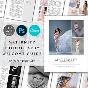 Modello di guida di benvenuto professionale per fotografi di maternità / Canva e Photoshop pronti all'uso