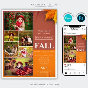 Fall Mini Session Template: Photographer Marketing Board (Photoshop & Canva)