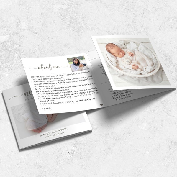 5x5 Photography Square Trifold Brochure Newborn Photography Pricing Template Photography Flyer Template Photoshop Template