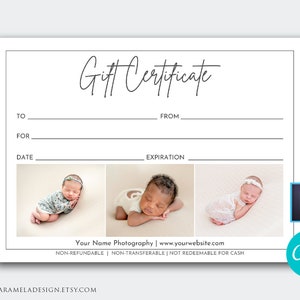 Modèle de chèque-cadeau photo Modèle de photographie Modèle de chèque-cadeau marketing pour photographes