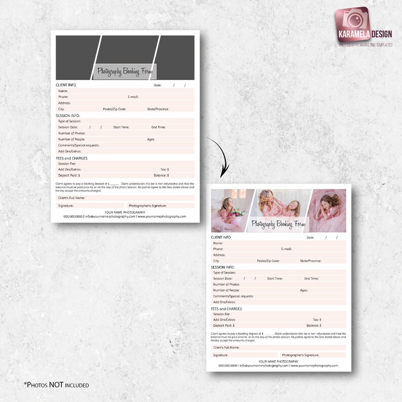 Photography Booking Form Template Marketing Template For Etsy
