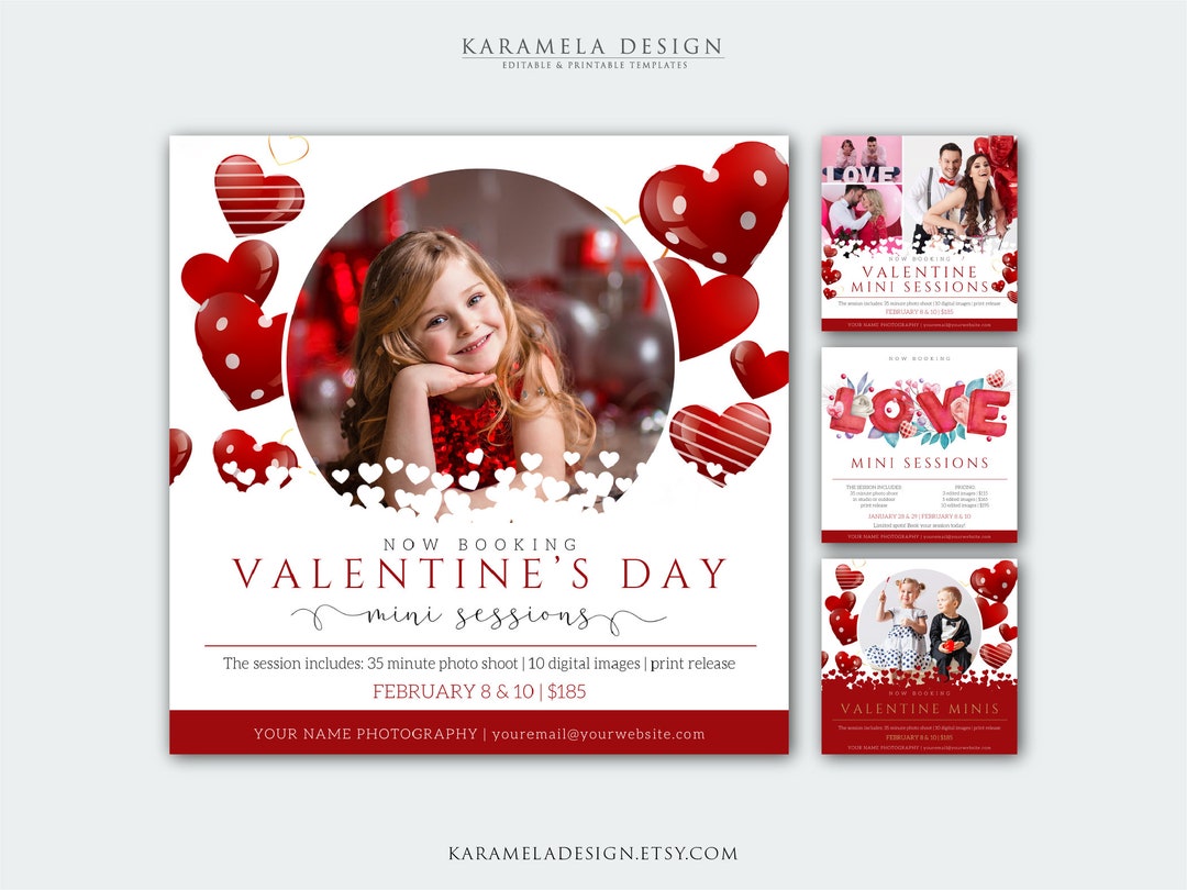 Valentine's Day Mini Sessions Templates for Photographers, Valentine ...