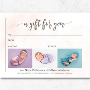 Modèle de carte-cadeau 7 x 5 pour photographes, modèle Photoshop pour chèque-cadeau, bon-cadeau pour studio de photographie, modèle de cadeau pour vous