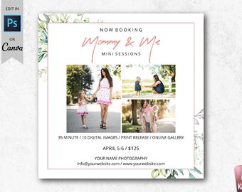 Mommy and Me Mini Session Template: Photo Marketing Board (Canva or Photoshop)