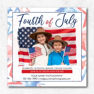 Fourth of July Mini Session Marketing Board, Patriotic Photo Sessions Template, 4th of July Photoshop Template for Photographers