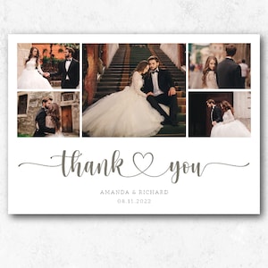 Gepersonaliseerde bruiloftbedankkaartsjabloon met foto, bedankkaartsjabloon voor fotografen, Canva-sjabloon Photoshop-sjabloon