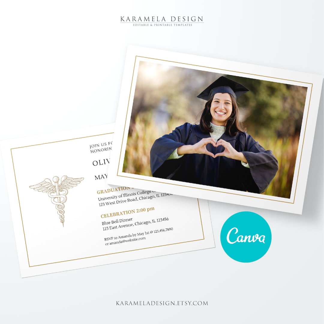 Medical School Graduation Invitation Template: Photo Invite (canva ...
