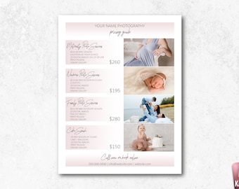 Plantilla de guía de precios de fotografía: Lista de precios de marketing (Photoshop)