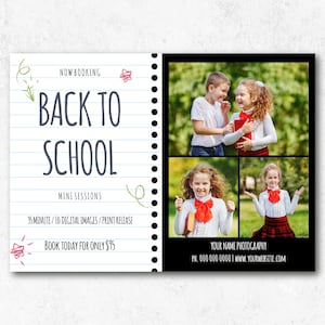 Back to School Mini Session Marketing Board Photoshop Template for Photographers Back to School Sessions Template
