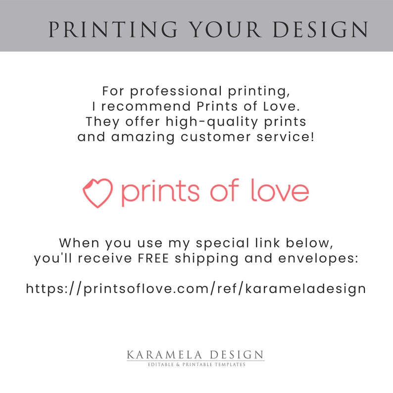 May include: A pink heart with the text "prints of love" and a link to Prints of Love, a professional printing service that offers free shipping and envelopes.