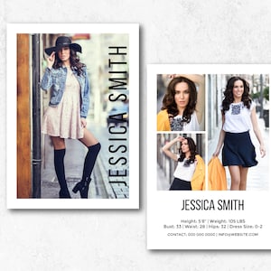 Model Comp Card Template: 5x7 Fashion Design (Photoshop & Canva)