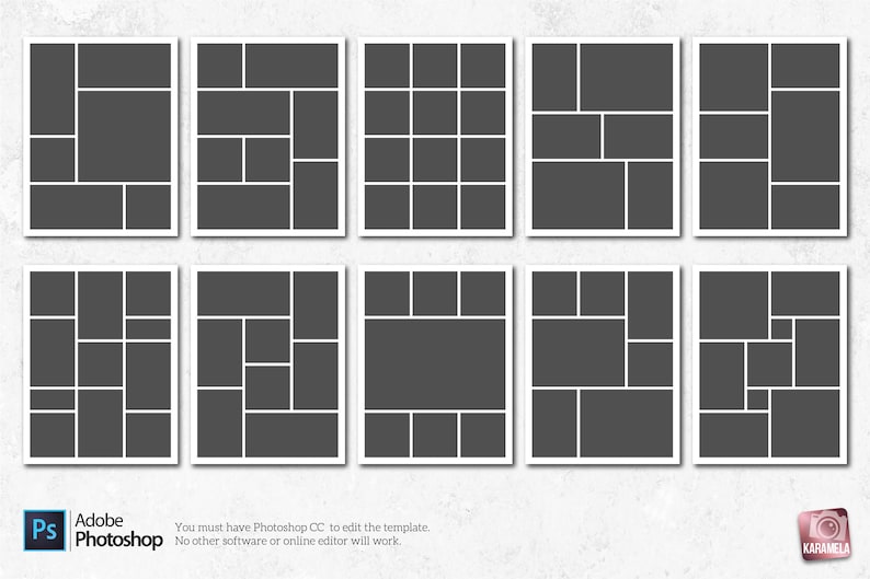 Letter Size Photo Collage Templates Digital Collages Photo Etsy UK