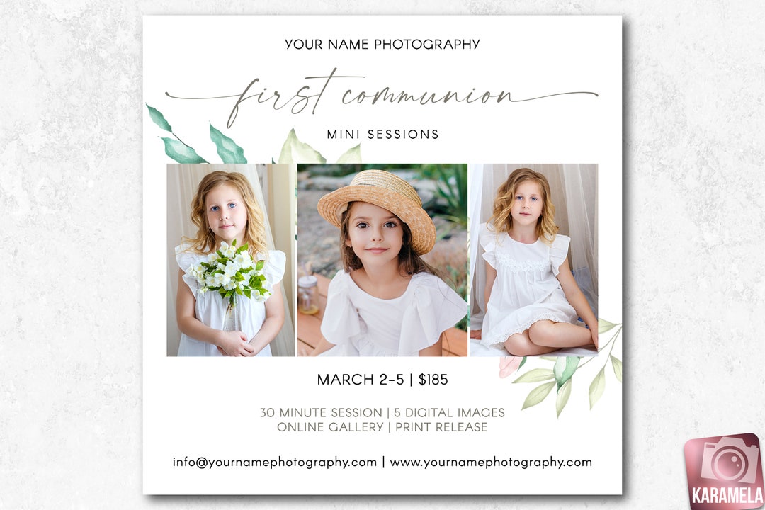 First Communion Mini Sessions Template: Photographer Photoshop (5x5 ...