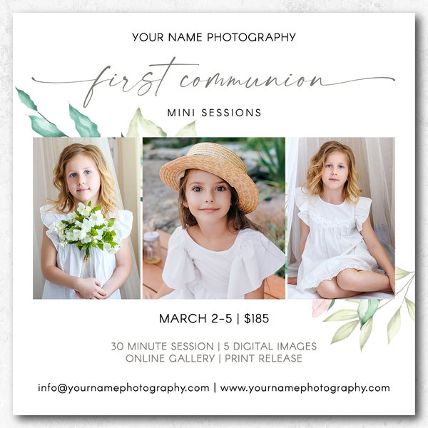 Communion Sessions Template, Photoshop Template for Photographers, First Communion Minis