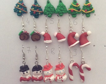 boucle d'oreille  fimo  noel